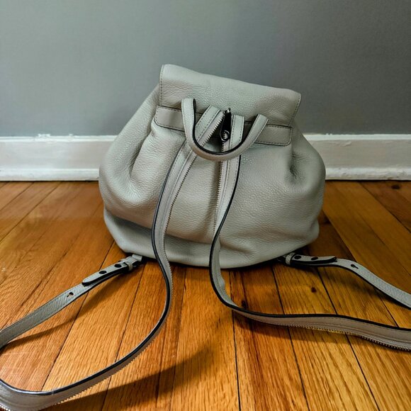 Rebecca Minkoff Bryn Pebbled Leather Backpack Grey Periwinkle Silver Hardware - Picture 4 of 8